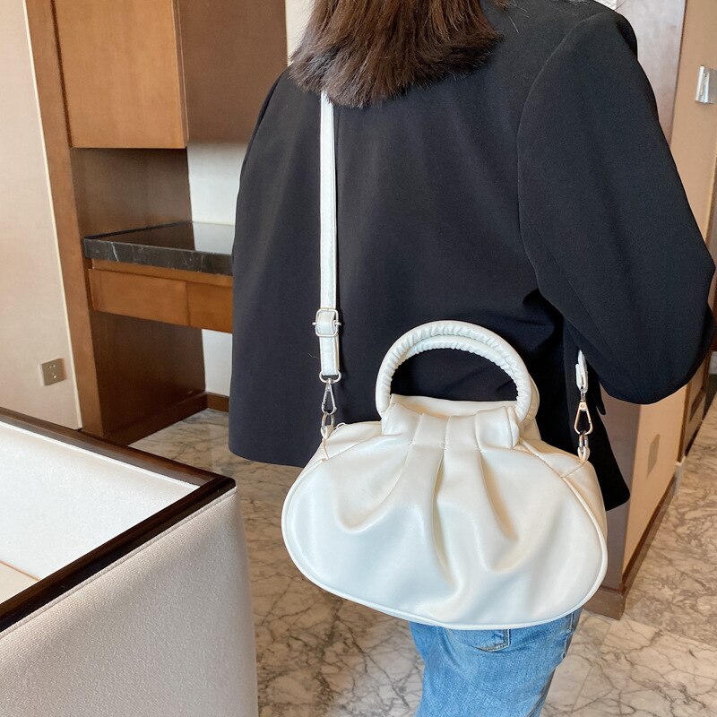Borsa da donna a tracolla monospalla portatile in stile occidentale per tutte le partite: white