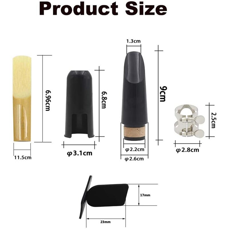 Mondstukset, inclusief ligatuur + klarinetriet 2.5+ zwarte klarinetmondstukken plastic dop muziekinstrument accessoires