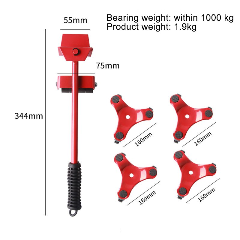 Max Load-Bearing 1000Kg Furniture Transport Lifter Shifter Metal Heavy Duty Stuffs Moving Tool for Household Mover: C02