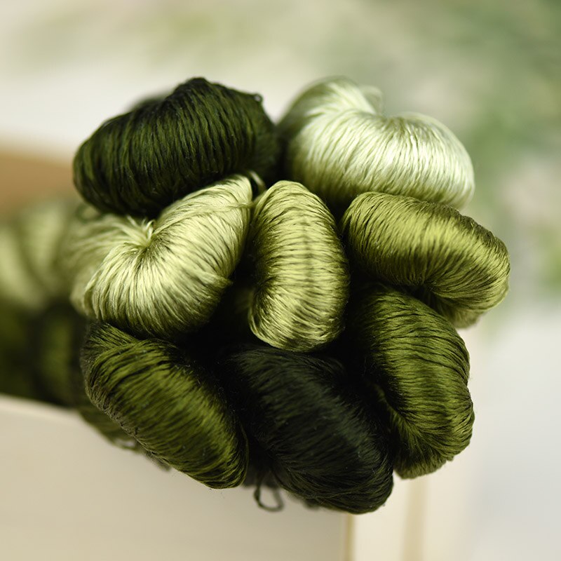 silk embroidery thread / 100% silk thread /hand embroidery embroider cross stitch/artichoke green/8 pure colors