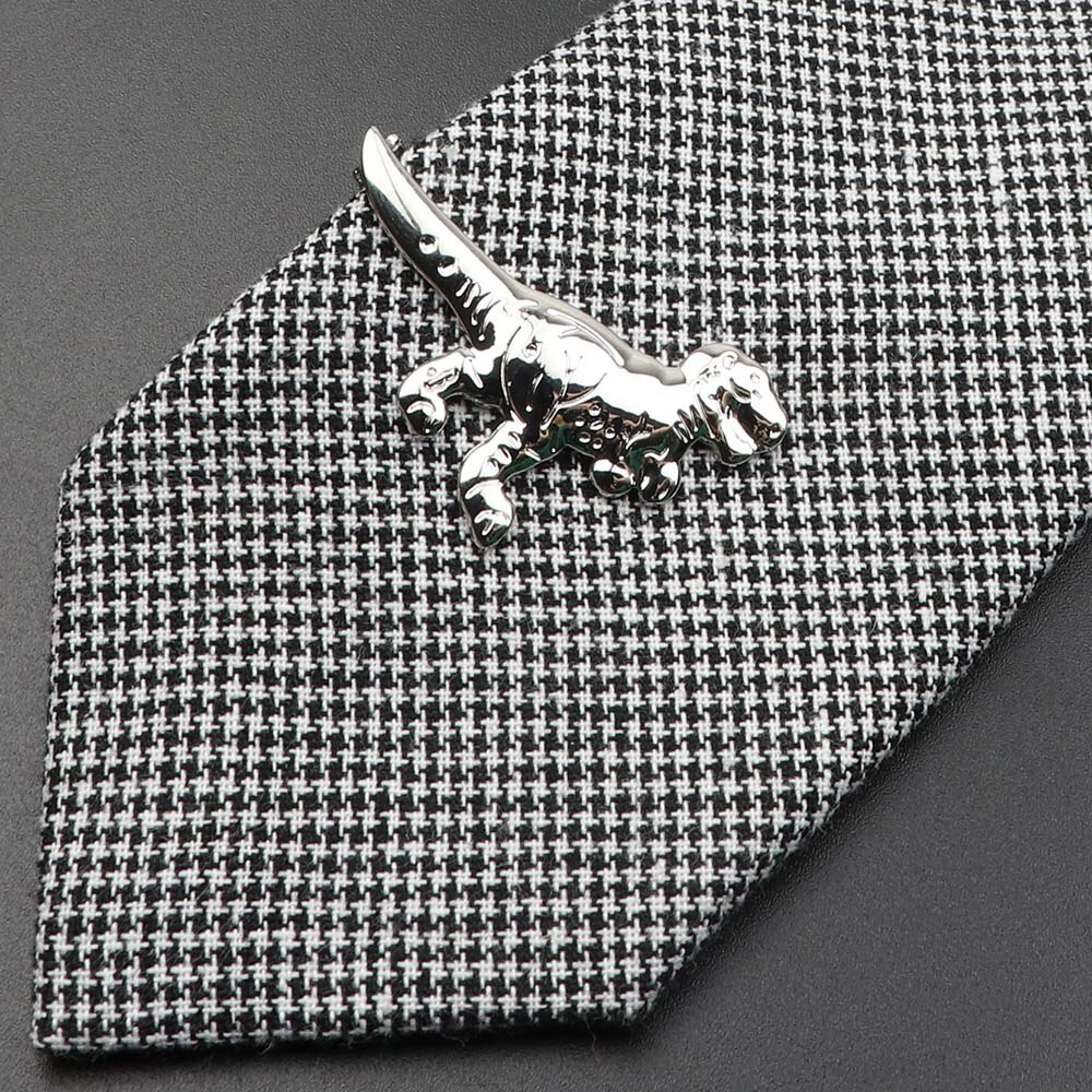 1 Piece Chrome Stainless Tie Clips Guitar lizard Dinosaur Bird Sword Pen Shape Tie Clip for Men Necktie Clips Pin For Mens: 4