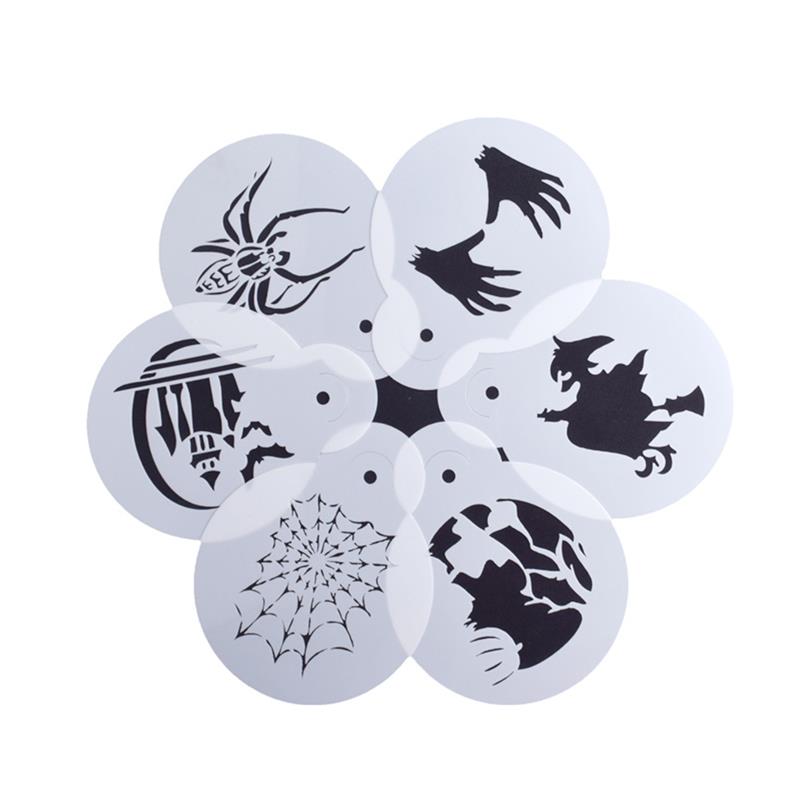 6pcs/set DIY Fancy Coffee Printing Flower Mold Latte Coffee Cappuccino Mold Coffee Cake Decoration Cake Plastic Mold Template: 03