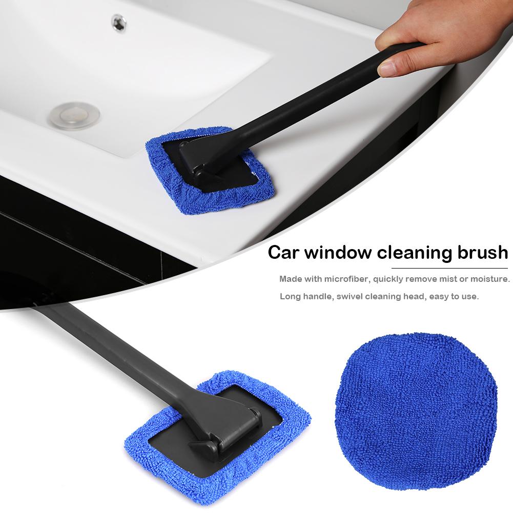 Microfiber Auto Car Window Cleaner Long Handle Car Wash Brush Dust Car Care Windshield Shine Towel Handy Washable Car Clean