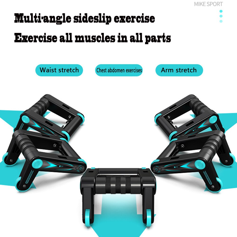 1 Pair Abdominal Roller Wheel Foldable Push up Bars AB Workout Wheels Trainers Abdominal Muscles Fitness Equipment for Home Gym