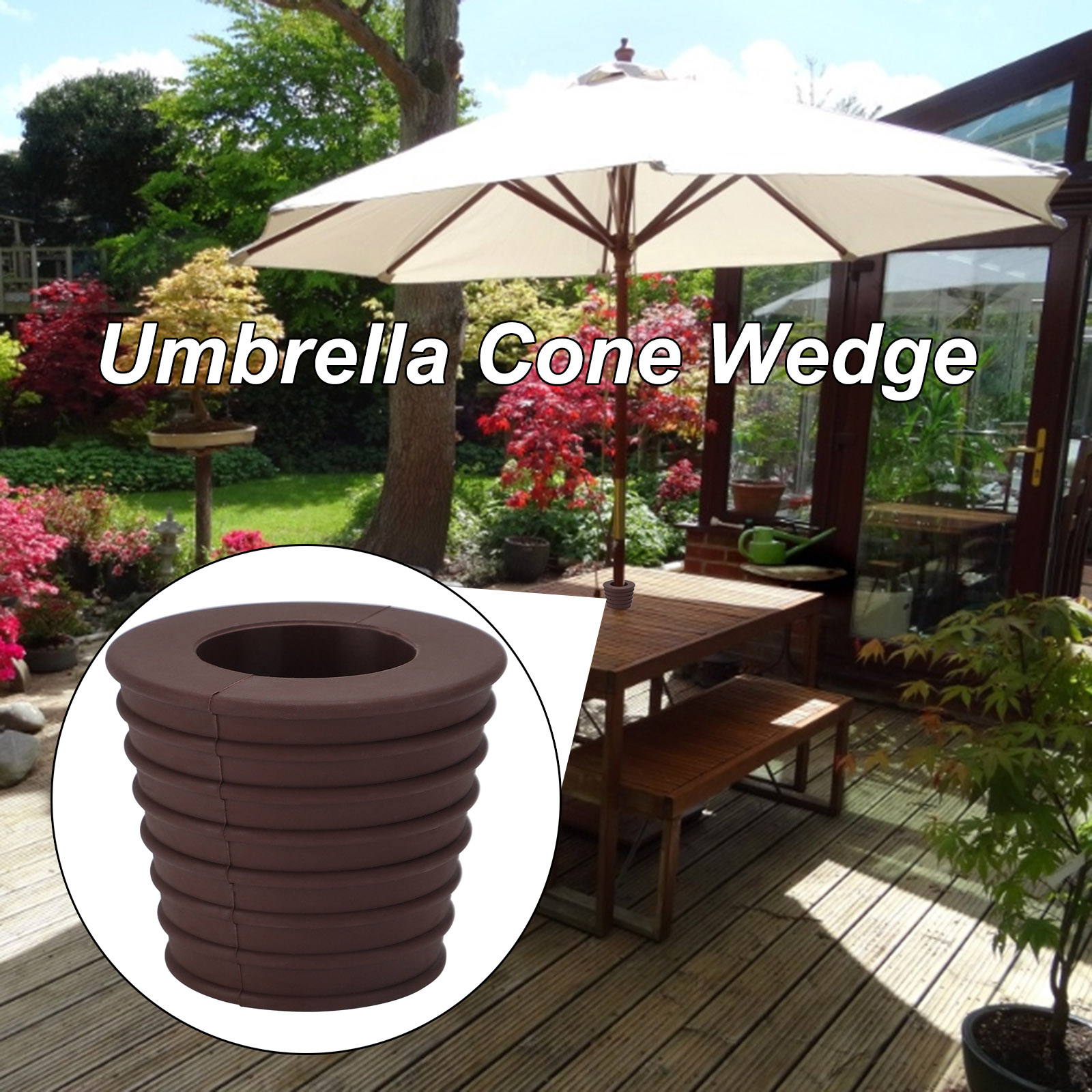 Patio Table Umbrella Tapered Wedge Ring Fits Umbrella Pole for Terrace Table Hole Opening Parasol Base Stand Cone Wedge