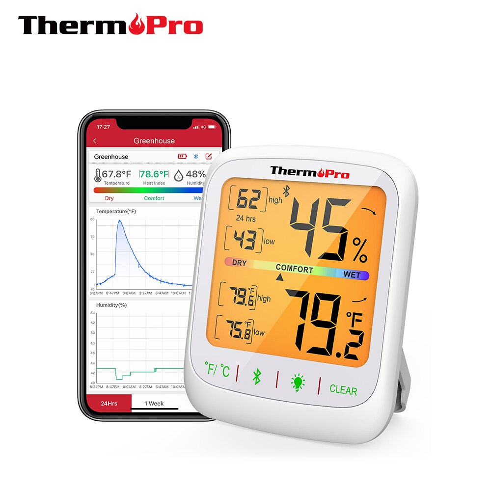 Thermopro TP359 Digitale Temperatuur Vochtigheid Meter 80M Bulethooth Draadloze Thermometer Hygrometer Indoor Outdoor Weerstation