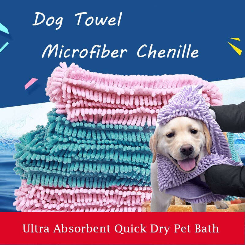 Pet Towel -Dog Towels Ultra Absorbent Quick Dry Pet Bath Towels,Microfiber Chenille, for Small, Medium, Large Dogs and Cats