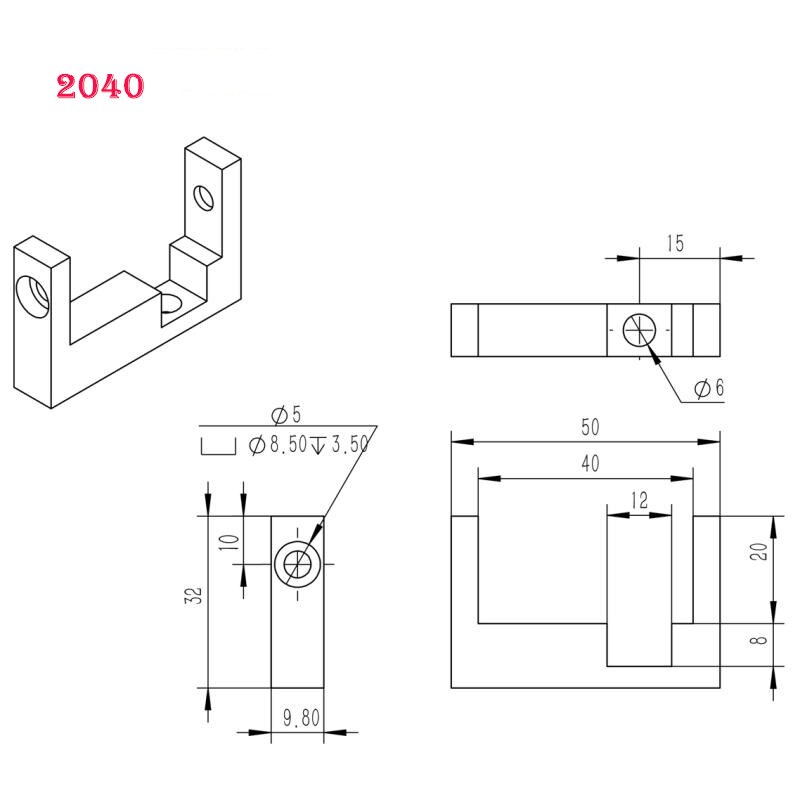 3D Printer Parts 2040 Aluminum Profile Fixed Block Outline MGN12 Linear Guide Fixed Block With Screw Nut Accessories
