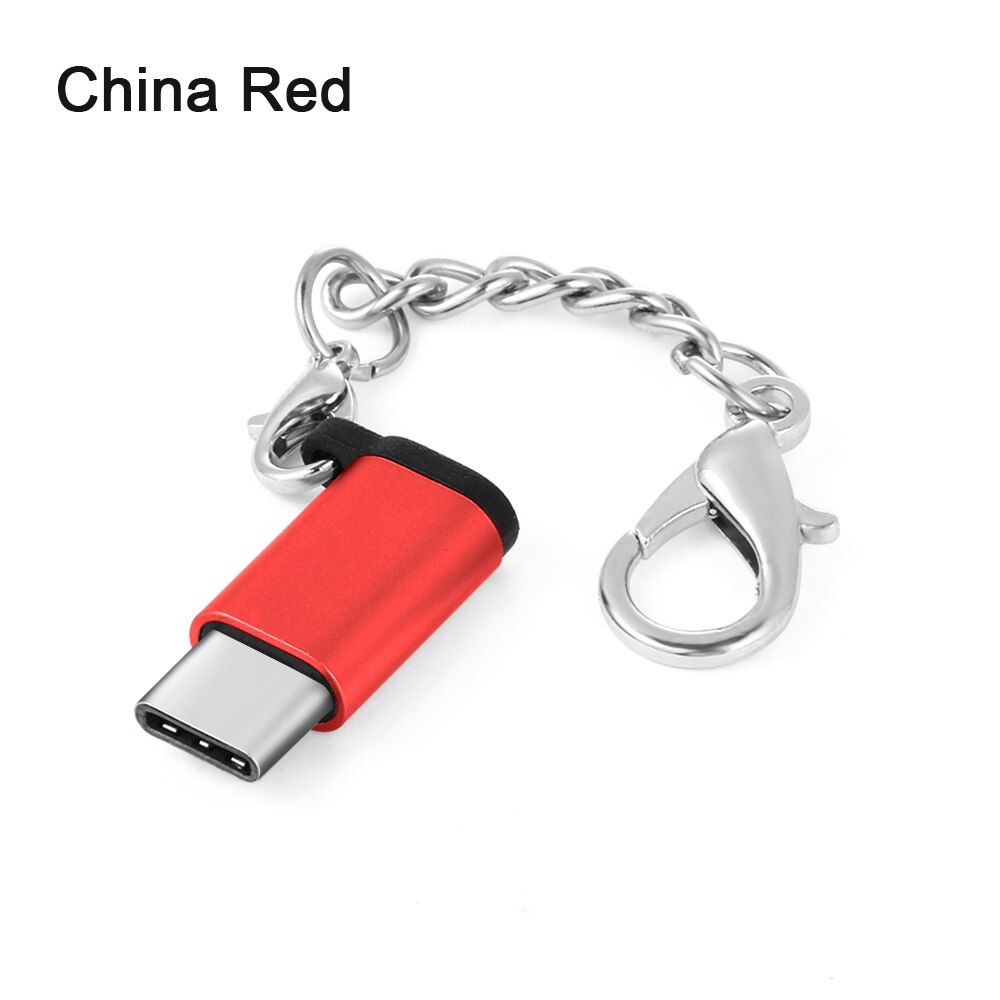 1PC Sleutelhanger Kabel USB Type C Adapter OTG Micro USB Vrouwelijke Voor Type C Male Converter Adapter USB-C Voor iPhone Huawei Xiao Mi: Red
