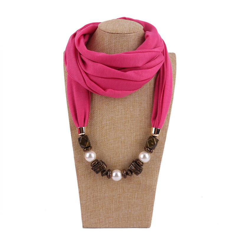 LaMaxPa Neue Frauen Solide Schmuck Anhänger Chiffon Schal Perle Schals und wickelt Weichen Weiblichen Zubehör