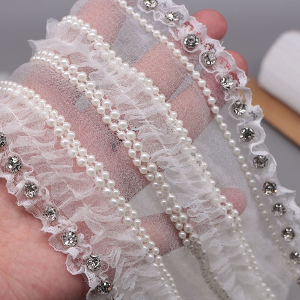 15Cm * 1Yard Rhinestone Parels Kralen Kant Trim Voor Kleding Tassen Handgemaakte Kralen Applicaties Patch Diy Naaien Accessoires linten