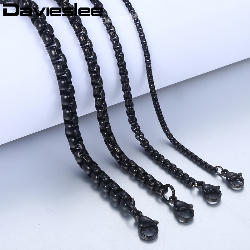 2-5mm heren armbanden met ronde schakels in zwarte roestvrij stalen uitvoering voor dames, heren en jongens, sieraden kbb 12