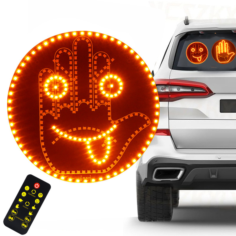 Iluminación Led con Control remoto de expresión de coche, accesorios de luz de Palma, gesto de dedo medio