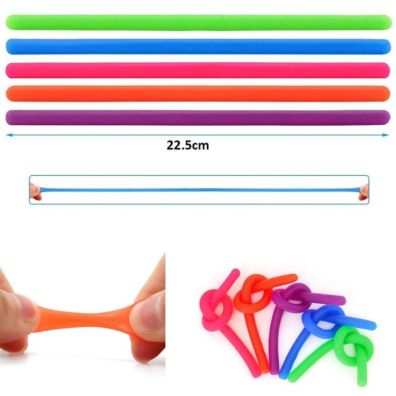 6 Stks/set Zachte Rubber Tpr Noodle Elastische Touw Speelgoed Stretch String Decompressie Speelgoed Elastische String Fidget Relief Stress Speelgoed