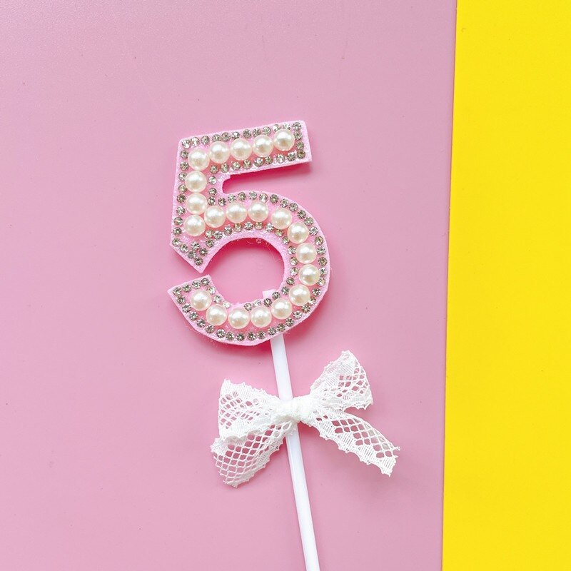 1Pc Glitter Alloy Rhinestone Number Cake Toppers Baby Shower Birthday Decoration Wedding Gold Silver Digital Cakes Dessert Decor: Clear