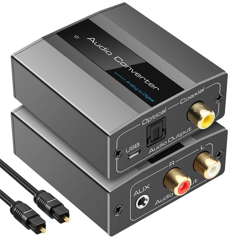 Analog-Digital-Audio-Wandler RCA zu Optisch mit optischem Kabel Audio Digital Toslink und Koaxial-Audio-Adapter