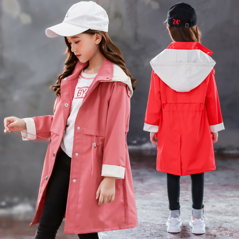 Girls trench coats kids windbreaker spring autumn teenage long coats outerwear for children clothes 5 7 9 11 13 Year