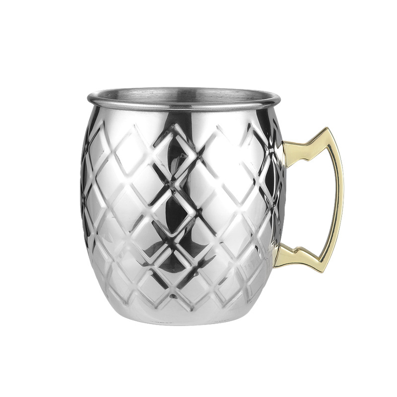 Tasse Mule de 550ml 18 onces moscou | Tasse en acier inoxydable martelée, plaqué cuivre, tasse de bière, tasse de café Bar, verres, directe: D-1Pc