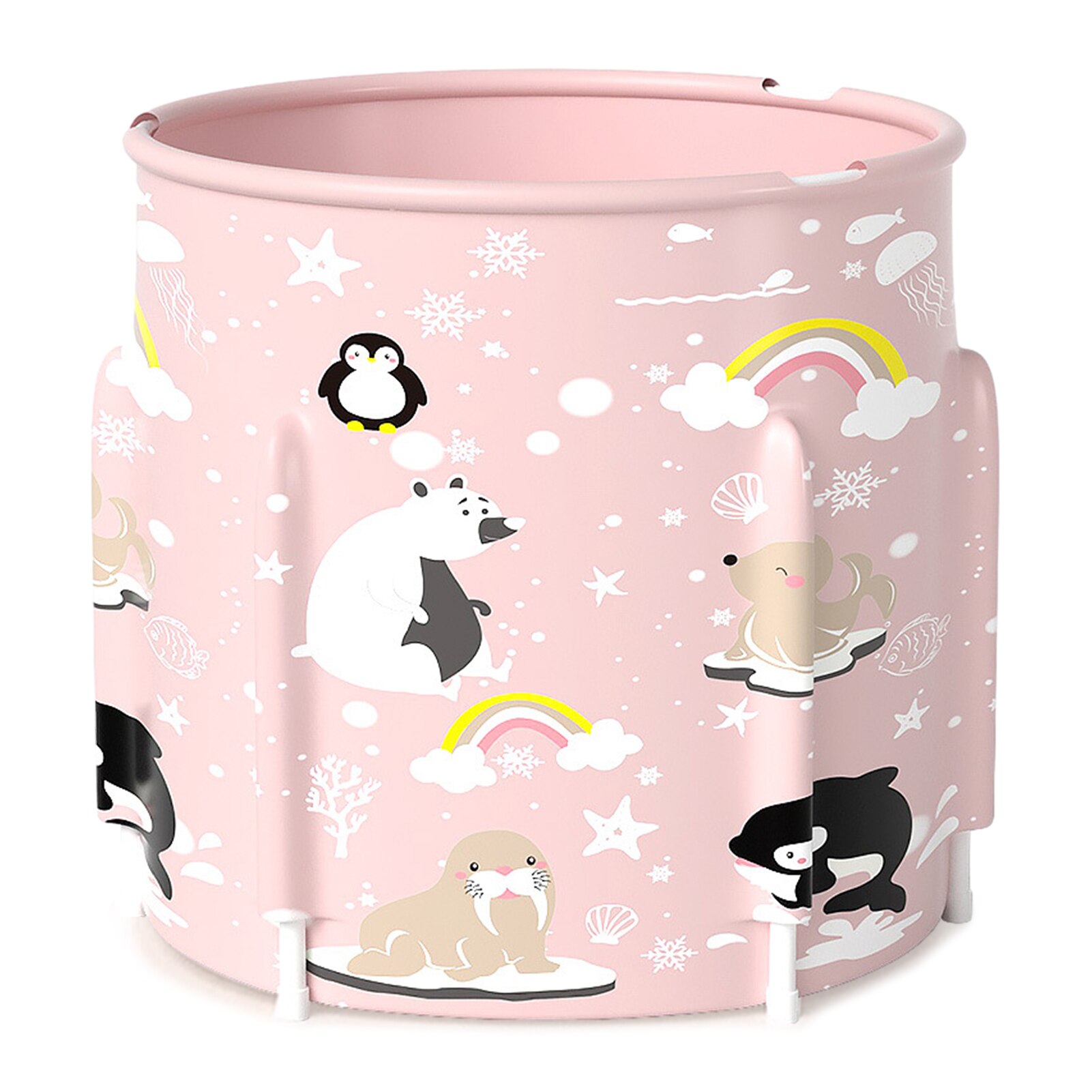 Standing Bath Tub 100L Portable Bathroom Bathtub Foldable SPA Tub PVC Moisture Resistance Heat Preservation Children Bath Bucket: Pink