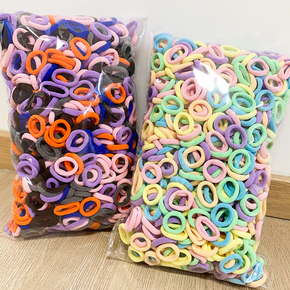 100/200Pcs Women Girls Colorful Nylon Elastic Hair Bands Ponytail Hold Small Hair Tie Rubber Bands Scrunchie Hair Accessories