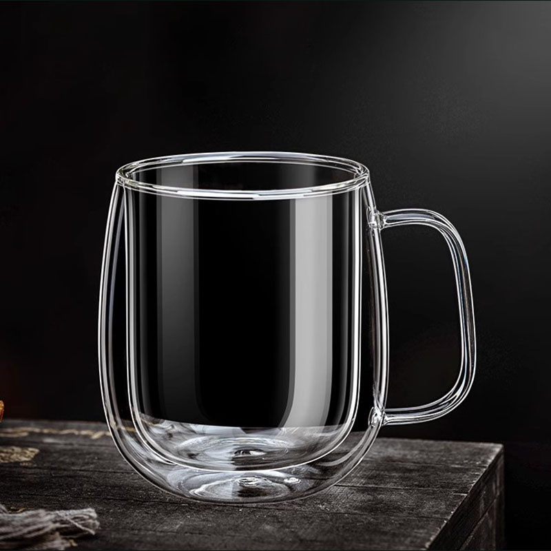 1/2/4pcs Double Wall High Borosilicate Glass Mug Heat Resistant Handle Coffee Milk Juice Water Cup 250/400ml
