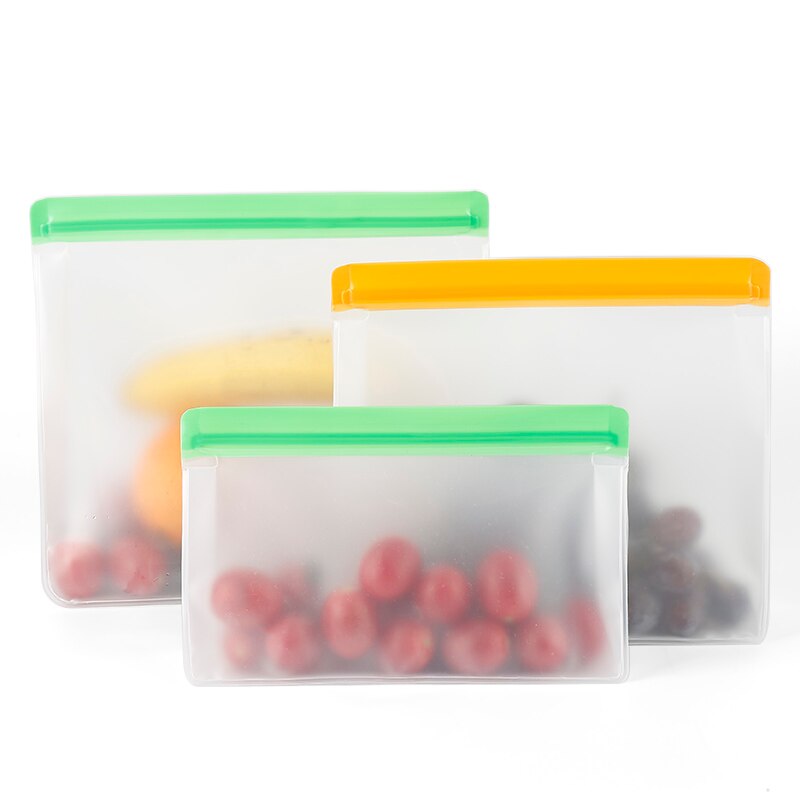 PEVA Food Storage Containers Reusable Silicone Fresh Bags Moistureproof Refrigerator Vacuum Sealed Bag For Sandwich Snack Fruits