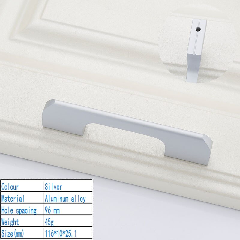 Pomos y tiradores de puerta minimalistas y modernos americanos, Tiradores para enfriador de vino, manijas de cocina, manijas para armario, manija para armario: Silver 96