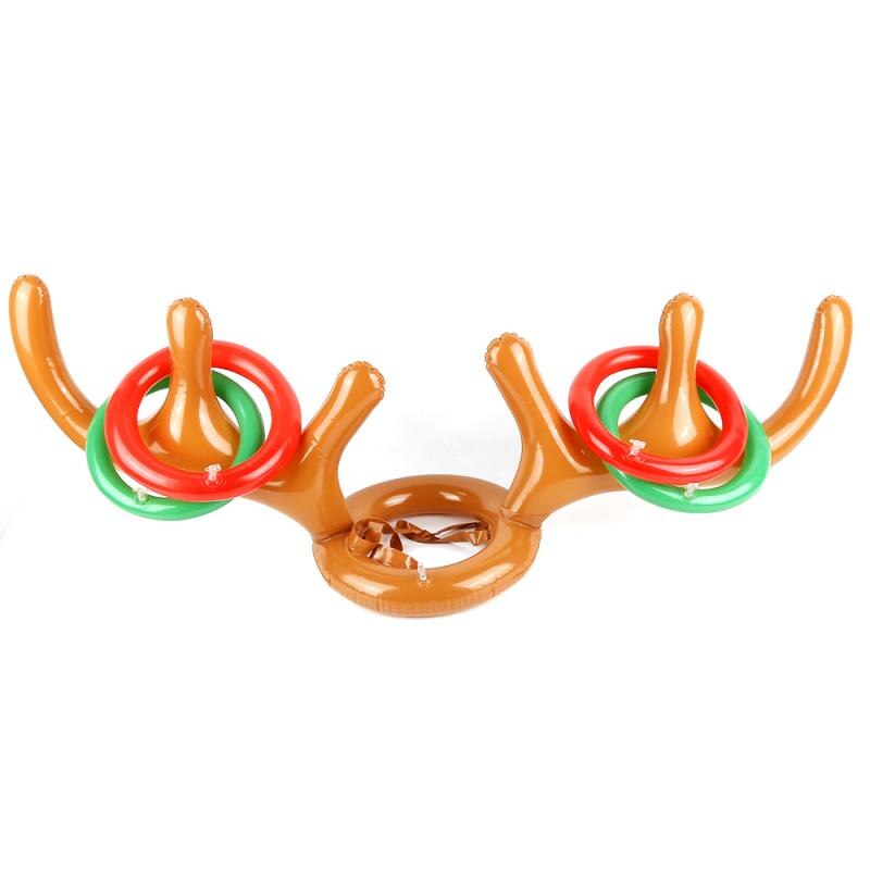 Opblaasbare Kerstman Grappig Rendier Antler Herten Hoofd Hoed Ring Toss Kerstvakantie Party Game Speelgoed Voor Kind speelgoed: Default Title