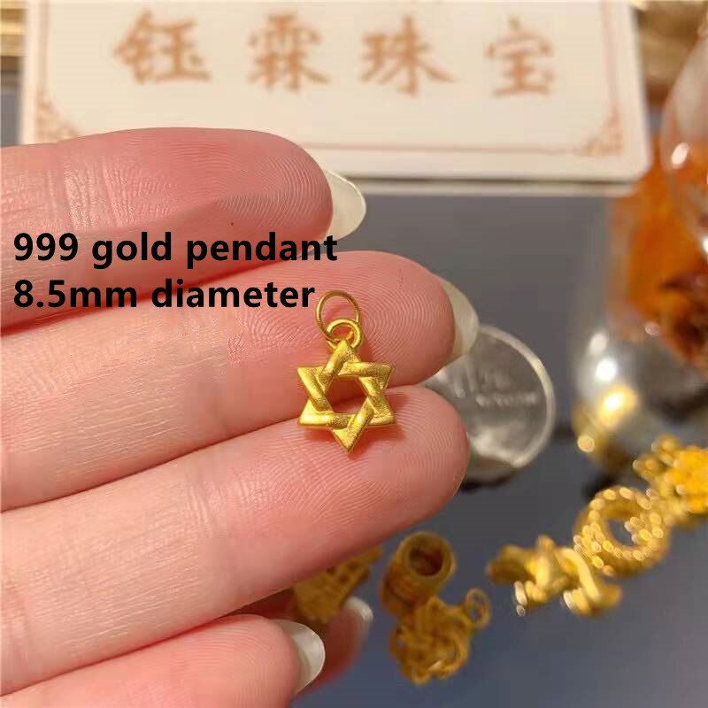 #39 #39 halsband äkta 999 guld hänge 24k blommor stjärnor dam hängen utsökt fabrik: Stjärna 0.28g