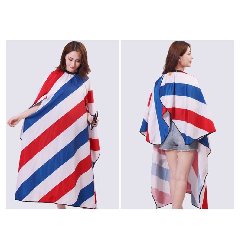 Hiden manches rouge blanc bleu rayure coiffure Cape Salon de luxe client robe tissu imperméable tablier style gratuit