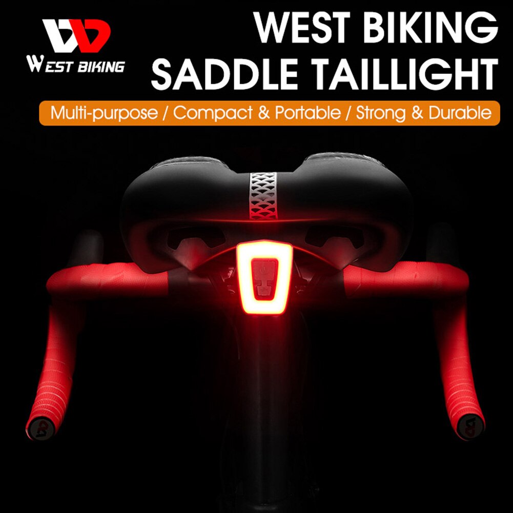 West Fietsen Multi Verlichting Modes Fietslicht Usb Charge Led Bike Light Flash Achterlichten Voor Bergen Bike Zadelpen