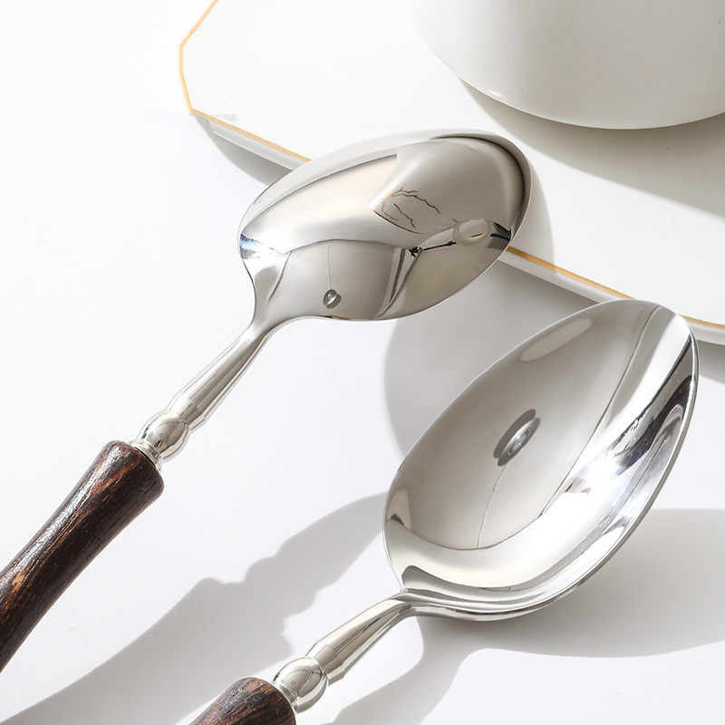 Japans hout roestvrijstalen bestekset walnoot servies vork en lepel dessertvork keuken creatieve kleine taille serie