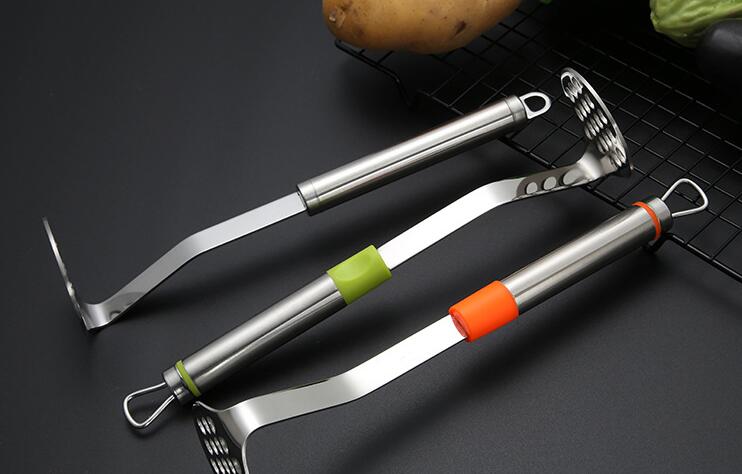 1PC 304 Stainless Steel Potato Pressure Mud Mashed Potato Pressed Masher For Sweet Fruit Family Hotel Restaurant Use OK 0949