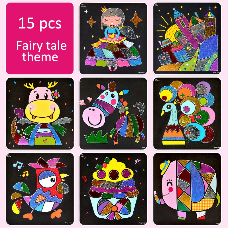 15/pcs Cute fairy tale style DIY Magic transfer sticker Transfer painting crafts for kids arts and crafts toys for children: D