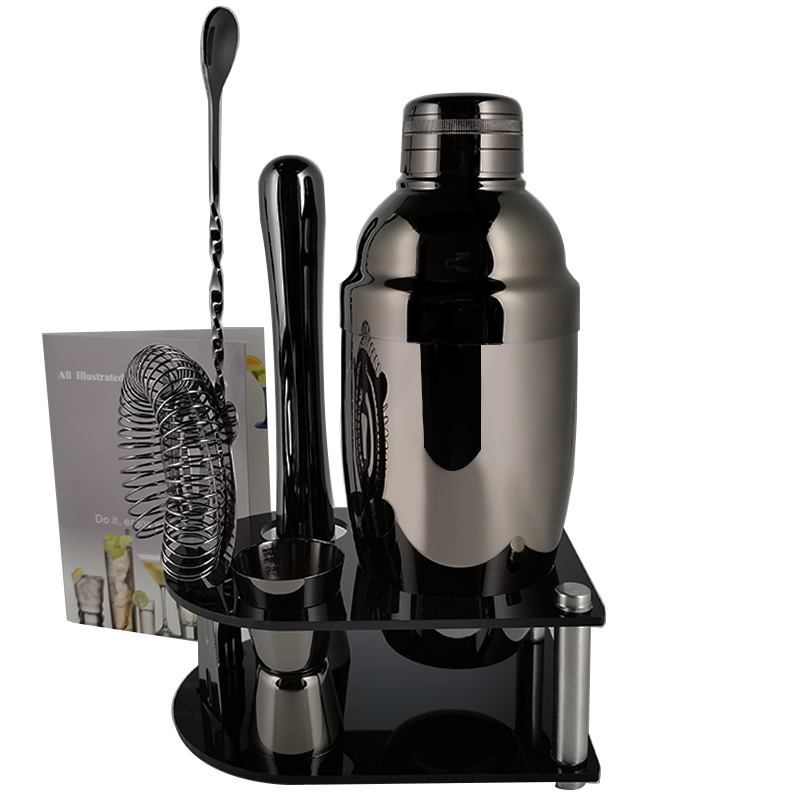 Stainless Steel Cocktail Shaker Set 550/750ml With 15/30ml Measuring Cup Jigger Kit Wine Spoon Strainer Muddler Bar Tools