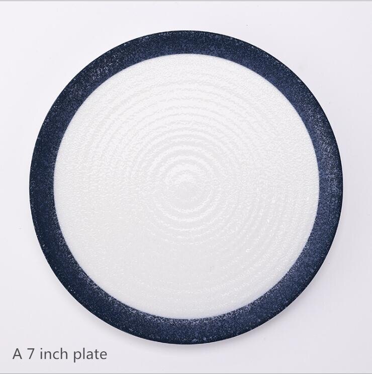 Personal Dinner Plate Set Ceramic Kitchen Plate Tableware Set Food Dishes Rice Salad Noodles Bowl Soup Kitchen Cook Tool 1pc: A 7 inch plate