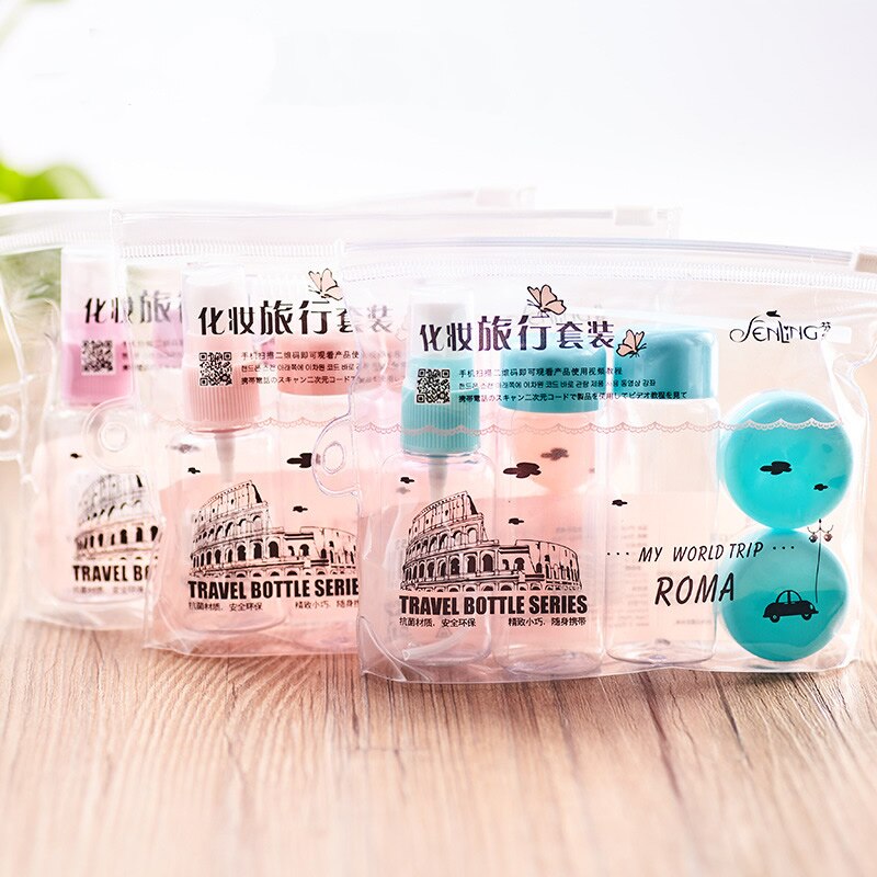 7pc/Set Mini Travel Makeup Cosmetic Face Cream Pot Bottles Plastic Transparent Empty Make Up Container Bottle Travel Accessories