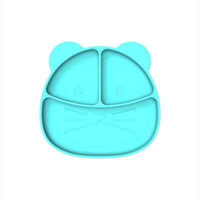 Barns silikon mattallrik integrerat tecknat mönster tillbehör barn som äter kompletterande mat tallrik sucker servis: Blå