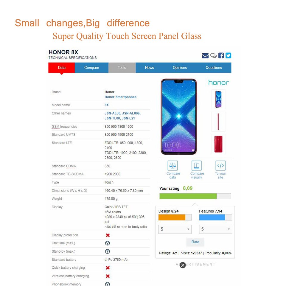 Voor Huawei Honor 8X JSN-AL00 JSN-AL00a Touch Screen Touch Panel Voor Outer Glas Voor Honor 8X LCD Glas Lens Vervanging