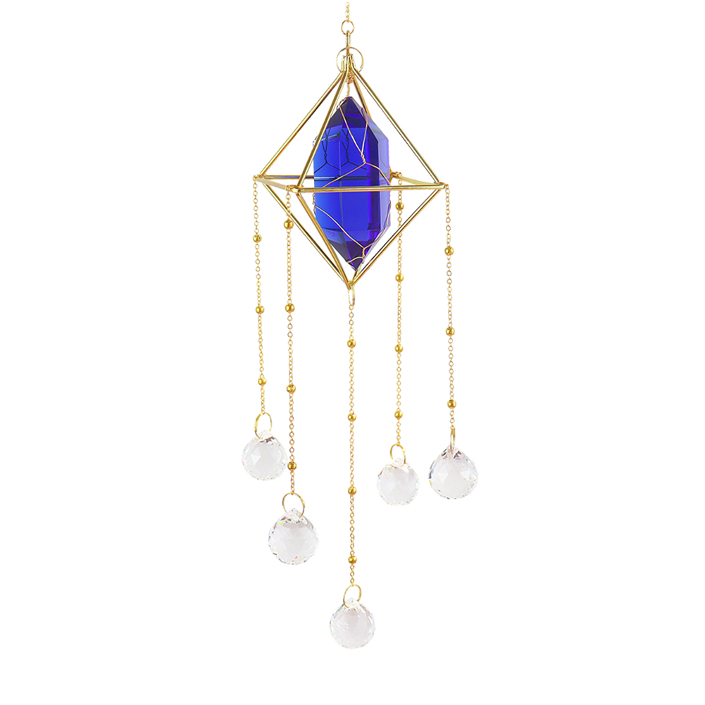 Big Crystals Wind Chime Prism Sun Catchers Handmade Jewellery Garden Hanging Dream Catcher Pendant Rainbow Chaser Ornament: Blue