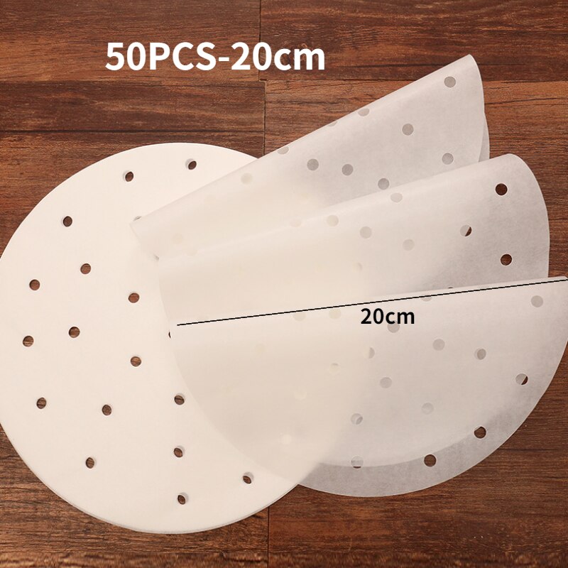 25pcs/50pcs Baking Paper for Air Fryer Oil Absorbing Paper Tray Food Grade Disposable Liner Round Home Baking Silicone Oil Paper: 50PCS-20cm-Round
