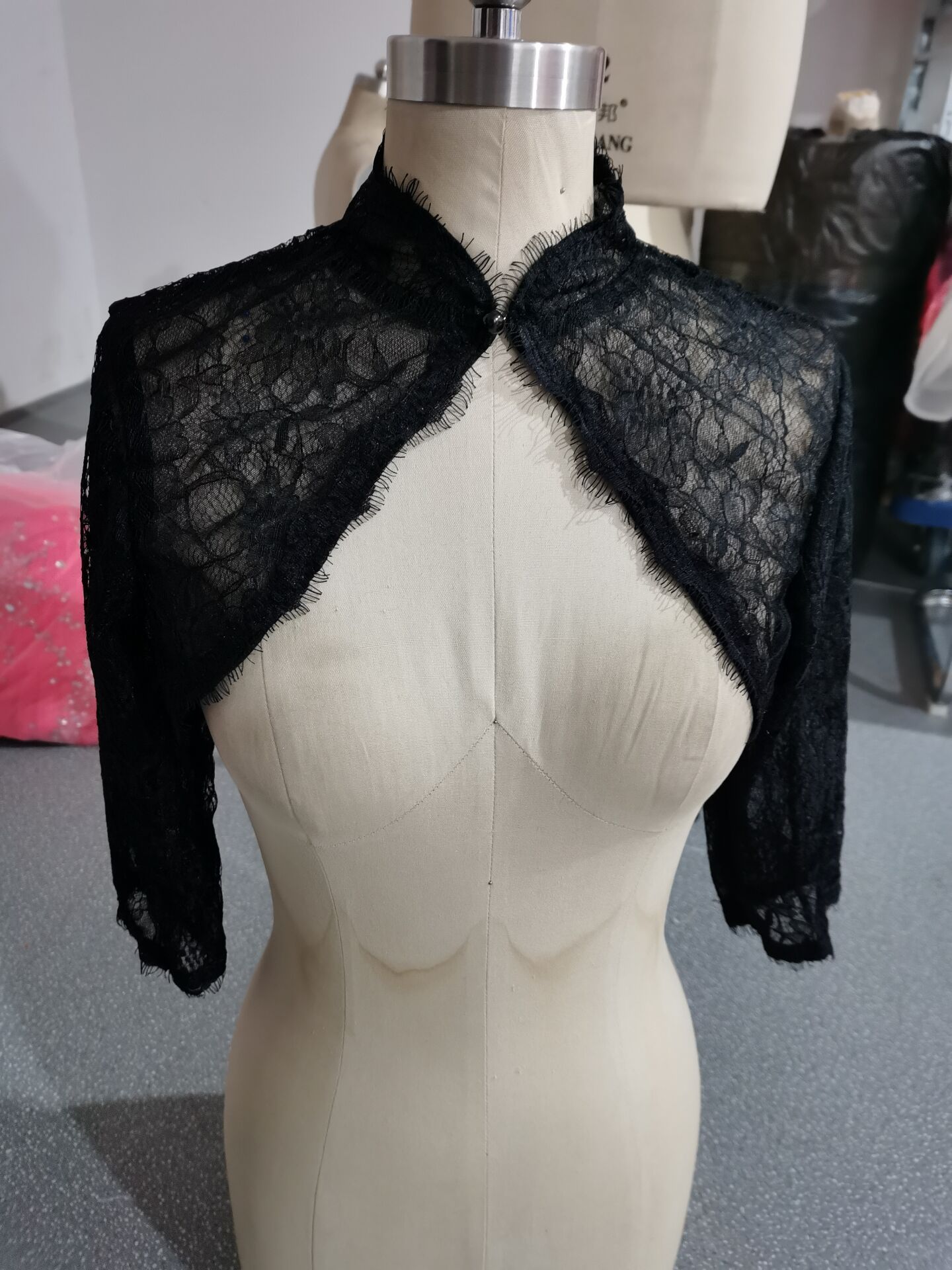 Bridal Lace Zwart Ivoor Wit Bridal Bolero Jasje Bolero 3/4 Mouwen Wedding Bolero Jas