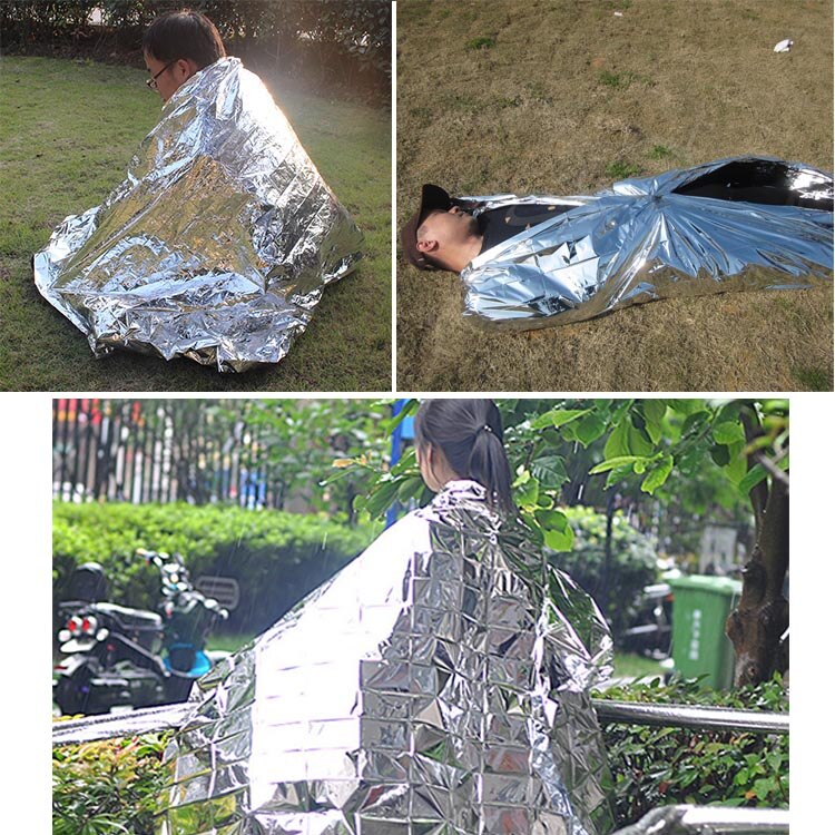160 x 210cm Emergency Foil Mylar Blanket Rescue Thermal Aids Retain Body Heat for Camping JLRJ88