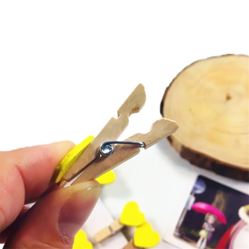 10 stuks gele houten paperclips, houten knijpers, mini-tasklem, bruiloftsspecial