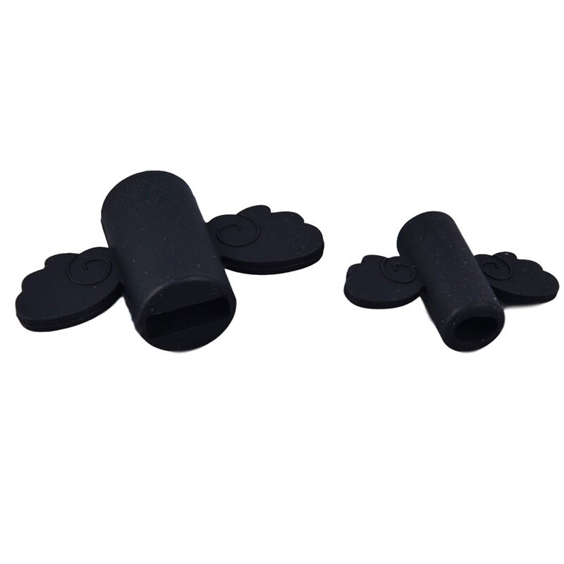 2Pcs Cute Angel Wing Cable Protector Earphone USB Cable Winder Wire Organizer Holder Clip Wrap Desk Set Stationary For Phone: Black