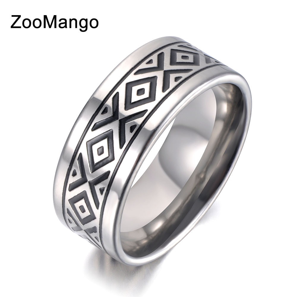 Zoomango Zwart Glazuur Roestvrij Stalen Ringen Voor Vrouwen Mannen Frosted Geborsteld Anniversary Trouwring Sieraden Anneau ZR19046