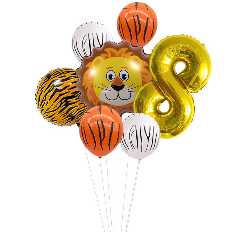 Kids Animal Birthday Party Balloons First Birthday Safari Animal Balloon Bouquet Jungle Animal Ballons Digital Balloon: gold 8