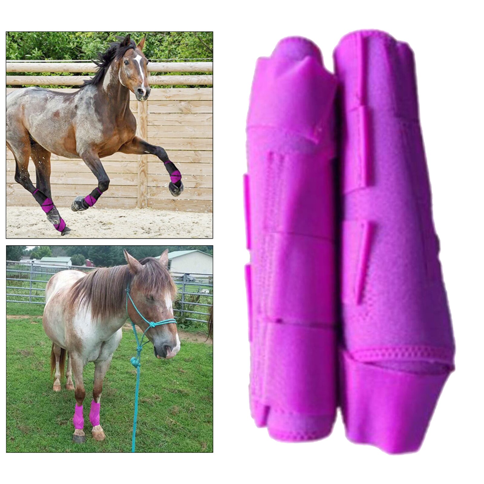 Horse Boots Equestrian Front Hind Tendon Boot Leg Protection, Horse Pony Jumping Boot Leg Protective Absorbing Breathable Boots: Pink