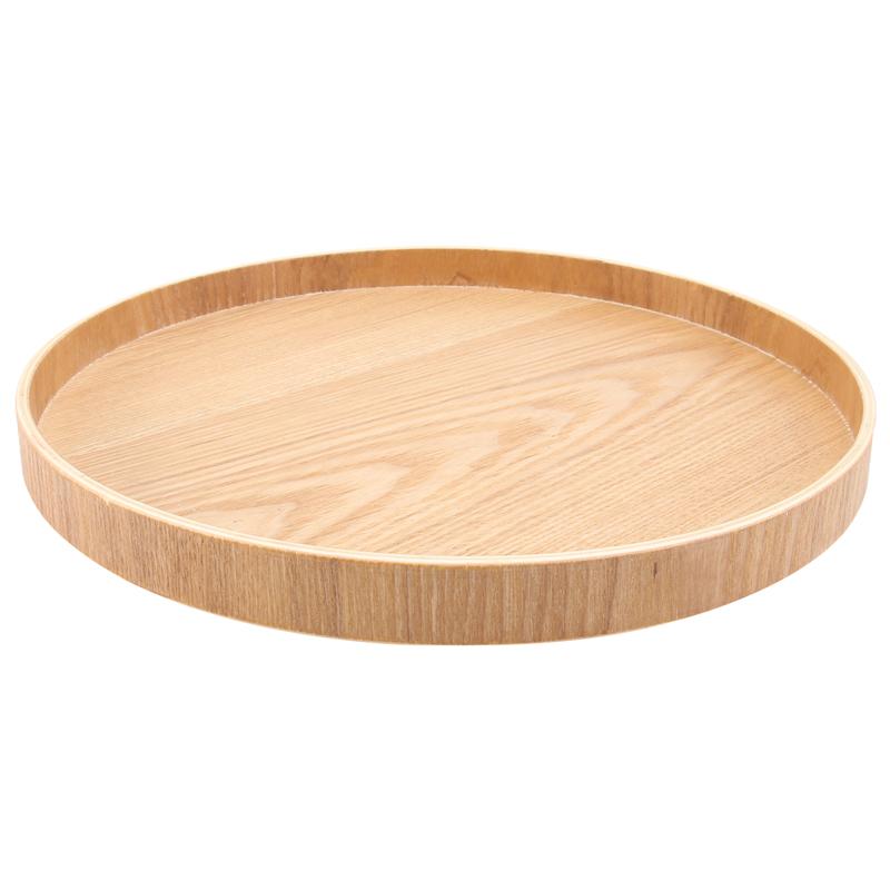 1pc Round Teaboard Solid Wooden Try Practical Wooden Fruit Tray for Snack Kitchen Cup