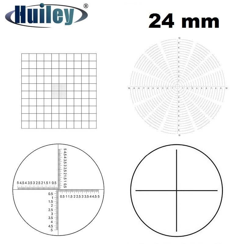 Okular Mikrometer Durchmesser 24mm Optische Glas Kreuz Herrscher Net Konzentrischen Kreise Ringe Nadel für Stereo Mikroskop 30 30,5mm